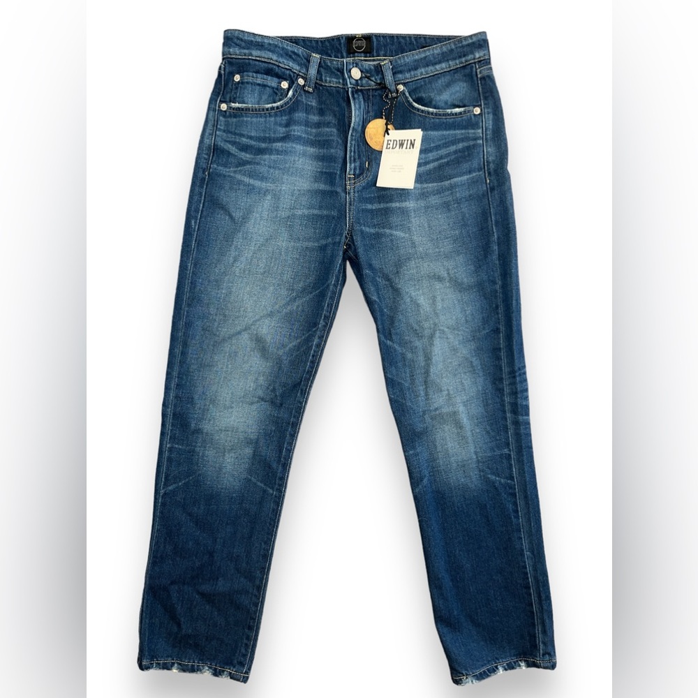 Edwin Beth High-Waist Boyfriend Cropped Jeans Space NWT $248 Size 28